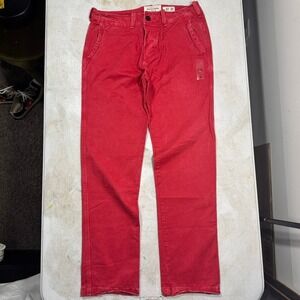 NWT Abercrombie & Fitch Slim Straight Chino In Red Men Size 36x32